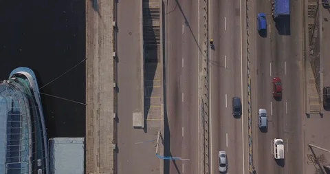Freeway with cars top view Stock Footage 127216331