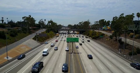 Freeway center over crenshaw blvd Stock Footage 114031834