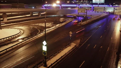 Freeway City  Traffic Jam Highway  Timelapse moscow Stock Footage 45868917