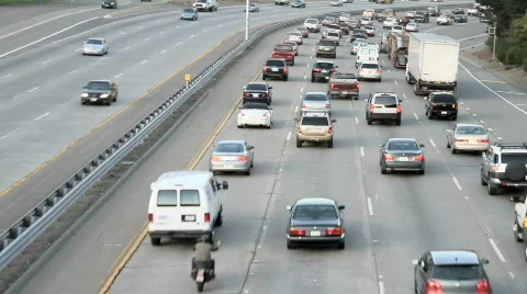 Freeway commute all lanes 2 time lapse Stock Footage 572614