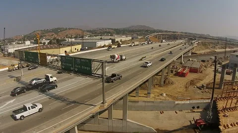 Freeway (with Construction) Video stock 43349437