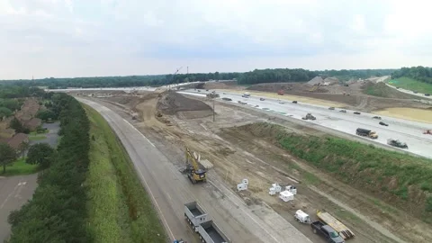 Freeway Construction Site Drone Stock Footage 172163848