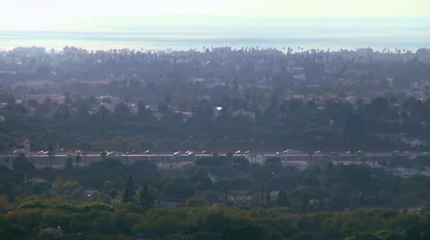 Freeway with distant ocean Stock Footage 24202997