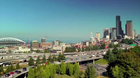 Freeway into Downtown Seattle Stock Footage 32720536