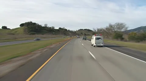Freeway Driving 101 North - Passing VW Bus Stock Footage 10757374