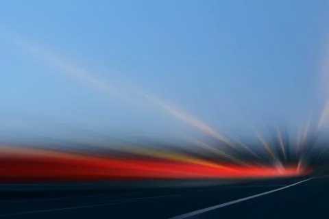Freeway at dusk with car light trails Foto stock