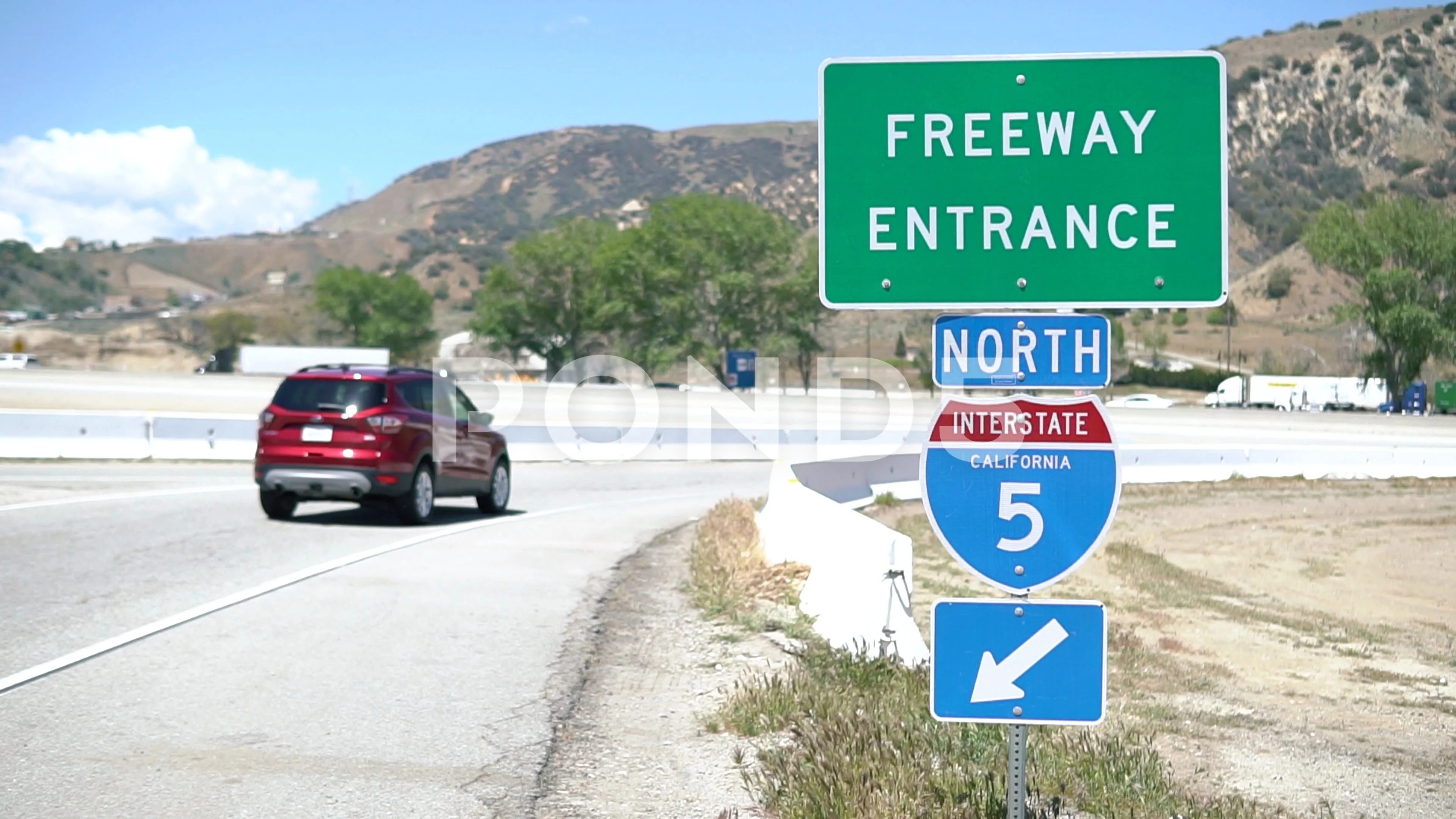 Freeway 5 North Directions Freeway Entrance Sign With California In... | Stock Video | Pond5