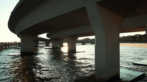Freeway Exchange Over Gulf of Mexico in Biloxi, Mississippi Stock-Footage 71308915