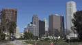 Freeway Exit Downtown Los Angeles LA California, USA Corporate Office Builldings HD Footage