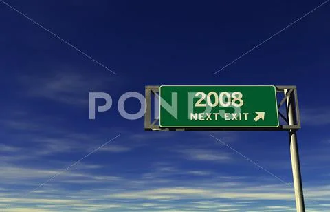 Freeway Exit Sign Year 2008 Stock Illustration