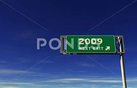 Freeway Exit Sign Year 2009 Stock Illustration