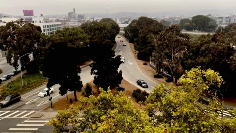 Freeway-Fog-Exit Ramp Stock Footage 138587312