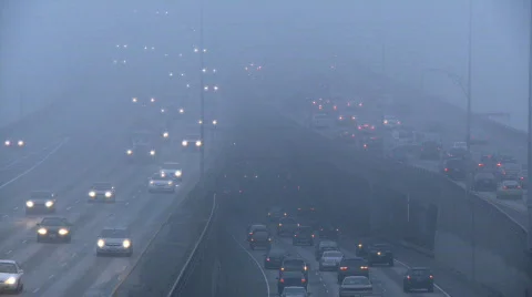 Freeway fog Stock Footage