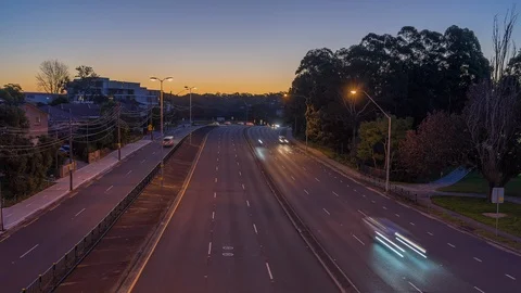 Freeway (highway) traffic Night Timelapse Stock Footage 113865322