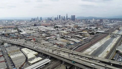 Freeway Hyperlapse near downtown Los Angeles Stock Footage 129794193