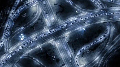 Freeway interchange aerial time lapse. UHD, 4K Stock Footage 79877494