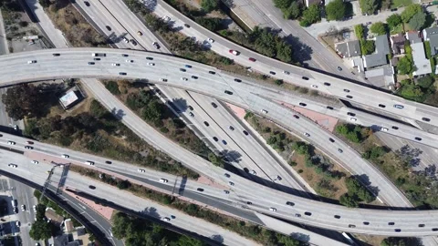 Freeway Interchange with a Counter Clockwise Rotation Stock Footage 276929489