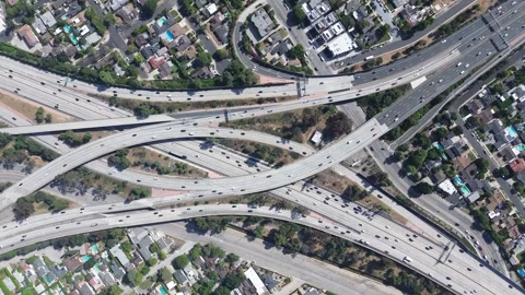 Freeway Interchange High Altitude Sliding Left Stock Footage 276929306