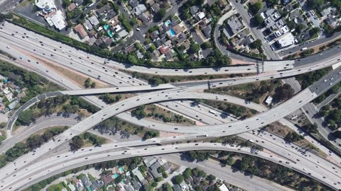 Freeway Interchange High Altitude Sliding Right Stock Footage 276929320