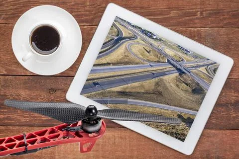 Freeway intersection aerial view aerial landscape photography concept - re... Foto stock