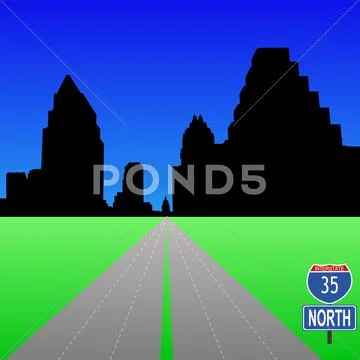 Freeway leading to austin Stock Illustration