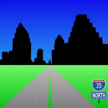 Freeway leading to austin Illustrazione stock