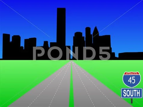 Freeway leading to houston Stock Illustration