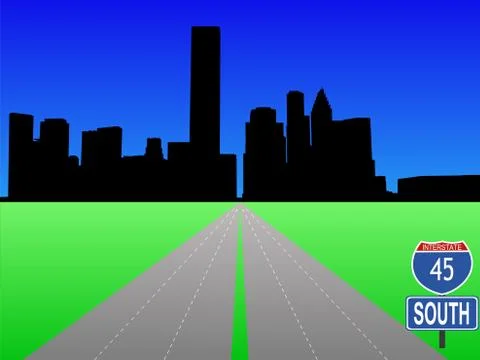 Freeway leading to houston Stock Illustration