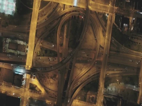 Freeway Maze At Night Chicago - Drone 4K 動画素材 77979693