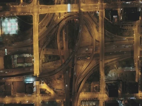 Freeway Maze At Night Drone 4k 스톡 동영상 77612759
