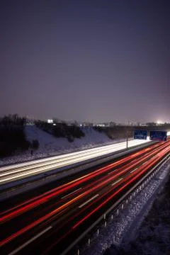Freeway at night after sunset Stock Photos