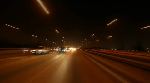Freeway Night Drive Time-Lapse Looking Back Vidéo 875807