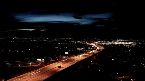 Freeway night Drone Hyper Lapse 스톡 동영상 106011245