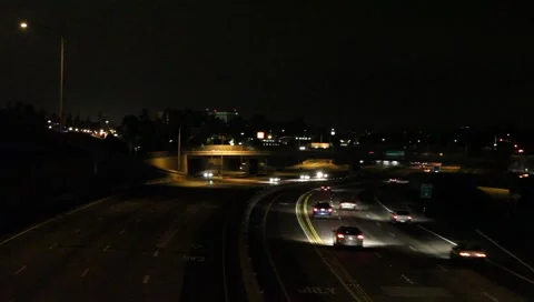 Freeway at night Stock Footage 1099951