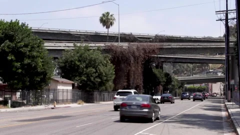 Freeway Overpass over Riverside Drive - Los Angeles 2018 01 Stock Footage 190626963
