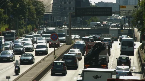 Freeway, périphérique of Paris Stock Footage 40082177