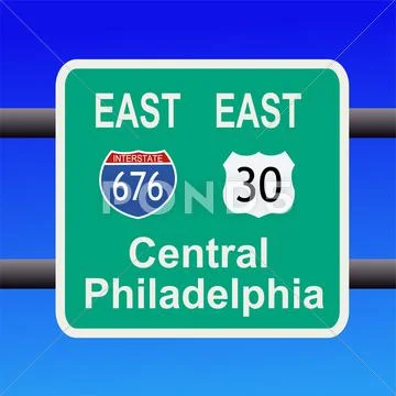 Freeway to philadelphia sign Stock Illustration