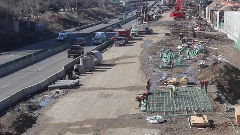 Freeway road construction Stock Footage 105138857