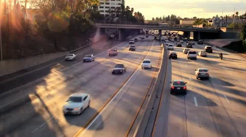 Freeway Rush Hour Traffic Sunset Stock Footage 12285533