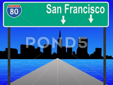 Freeway to san francisco Stock Illustration