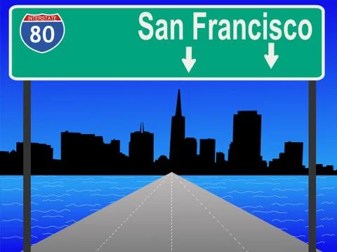 Freeway to san francisco Stock Illustration