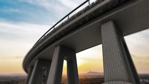 Freeway span view from low angle. 3D illustration Stock Illustration