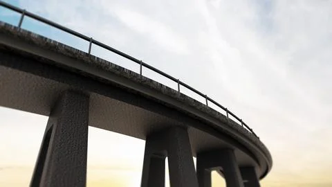 Freeway span view from low angle. 3D illustration Stock Illustration