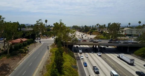 Freeway static aerial Stock Footage 114031814