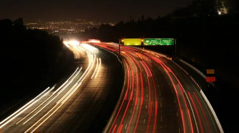 Freeway Time-Lapse Los Angeles At Night Видео 721328