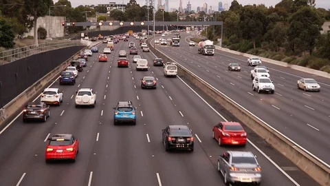Freeway Traffic 1080p 60sec Stock Footage 108835486