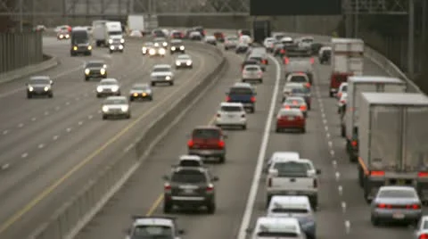 Freeway Traffic Brake Lights Blur Stop and Go Stock Footage 22156858