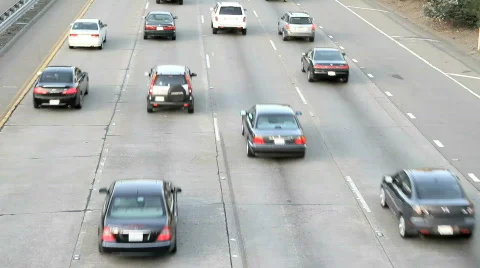 Freeway traffic four lanes time lapse Video stock 572620
