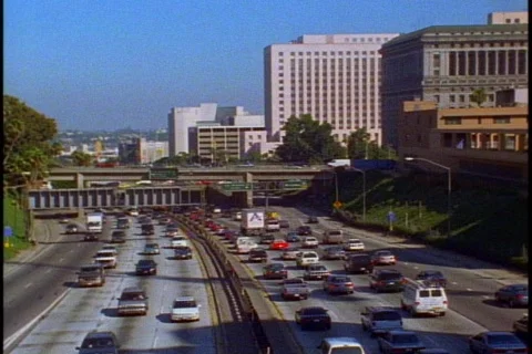 Freeway traffic Los Angeles 스톡 동영상 869327
