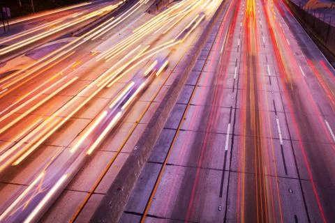 Freeway traffic at night Foto stock